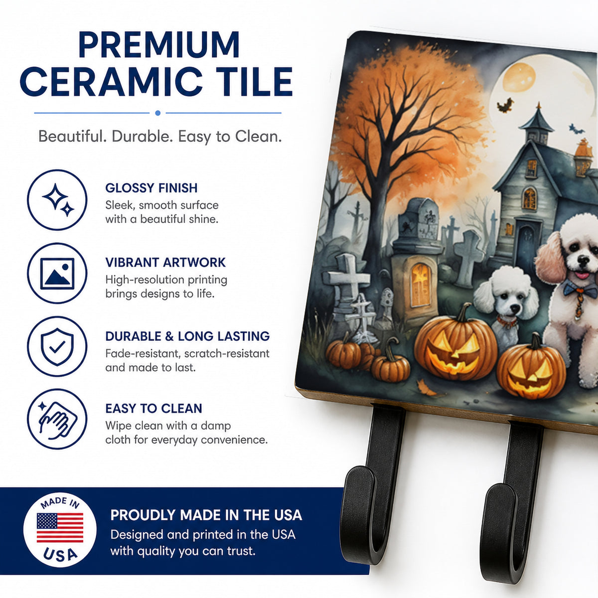 Caroline's Treasures Poodle Dogs Halloween Ceramic Triple Wall Hook