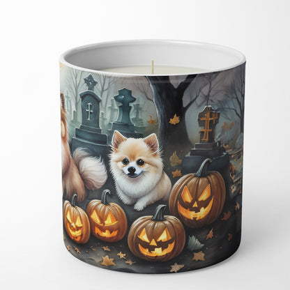 Caroline's Treasures DAC2068CDL Pomeranian Spooky Halloween Decorative Soy Candle Nature Soy Wax Essential Oil Home Decor Ideal for Bedroom Kitchen Bath Office Gift, 10 oz