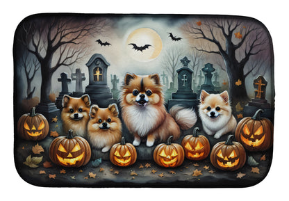 Caroline's Treasures DAC2068DDM Pomeranian Spooky Halloween Dish Drying Mat Absorbent Dish Drying Mat Pad for Kitchen Counter Dish Drainer Mat for Countertop, 14 x 21, Multicolor