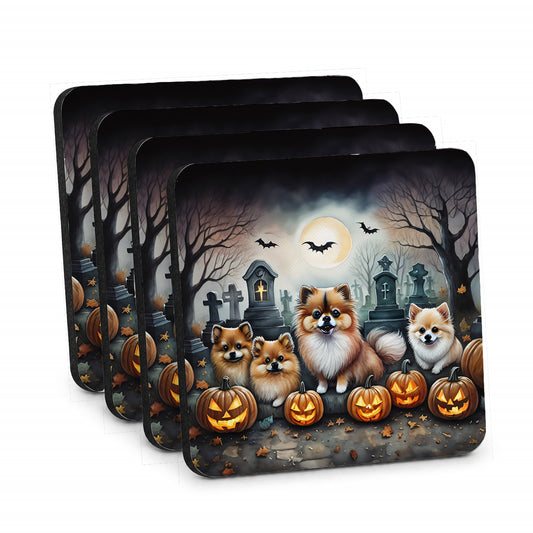 Caroline's Treasures Pomeranian Dogs Foam Drink Coasters Set of 4
