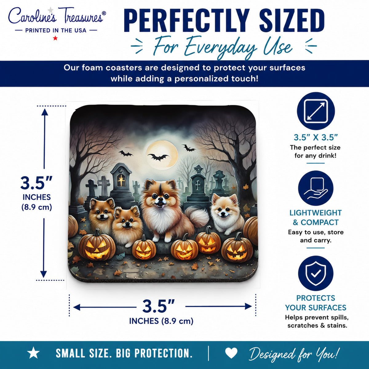 Caroline's Treasures Pomeranian Dogs Foam Drink Coasters Set of 4