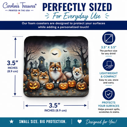 Caroline's Treasures Pomeranian Dogs Foam Drink Coasters Set of 4