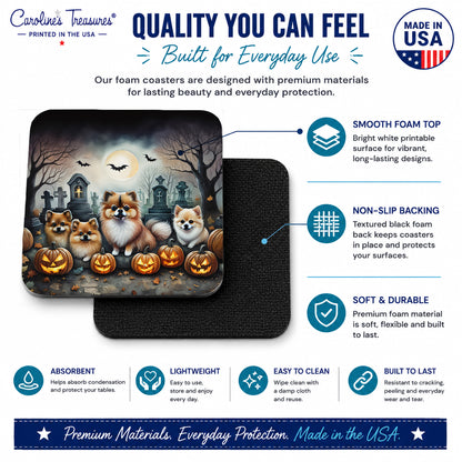 Caroline's Treasures Pomeranian Dogs Foam Drink Coasters Set of 4