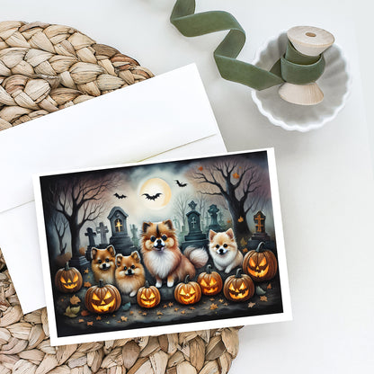 Caroline's Treasures DAC2068GCA7P Pomeranian Spooky Halloween Greeting Cards and Envelopes Pack of 8 Blank Cards with Envelopes Whimsical A7 Size 5x7 Blank Greeting Cards