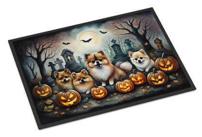 Caroline's Treasures DAC2068JMAT Pomeranian Spooky Halloween Indoor or Outdoor Mat 24x36 Front Door Mat Indoor Outdoor Rugs for Entryway, Non Slip Washable Low Pile, 24H X 36W