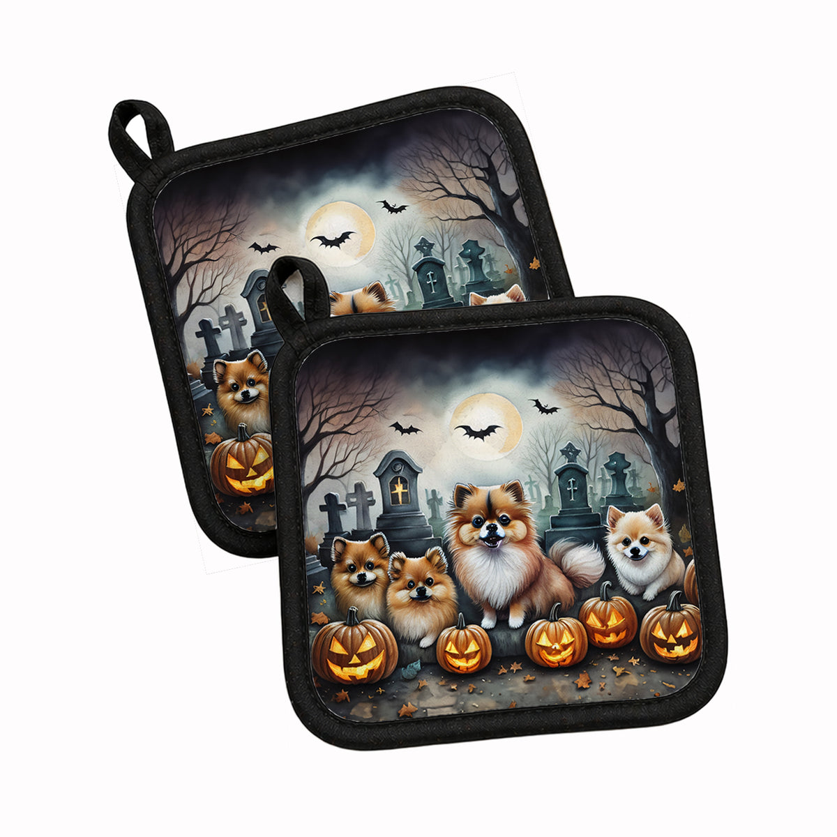 Caroline's Treasures Pomeranian Dogs Set of 2 Kitchen Pot Holders