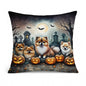 Caroline's Treasures DAC2068PW1414 Pomeranian Spooky Halloween Fabric Decorative Pillow Machine Washable, Indoor Outdoor Decorative Pillow for Couch, Bed or Patio, 14Hx14W