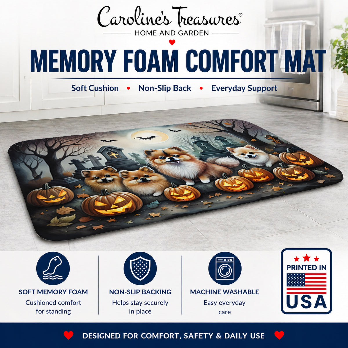 Caroline's Treasures Pomeranian Dogs Memory Foam Mat 19x27