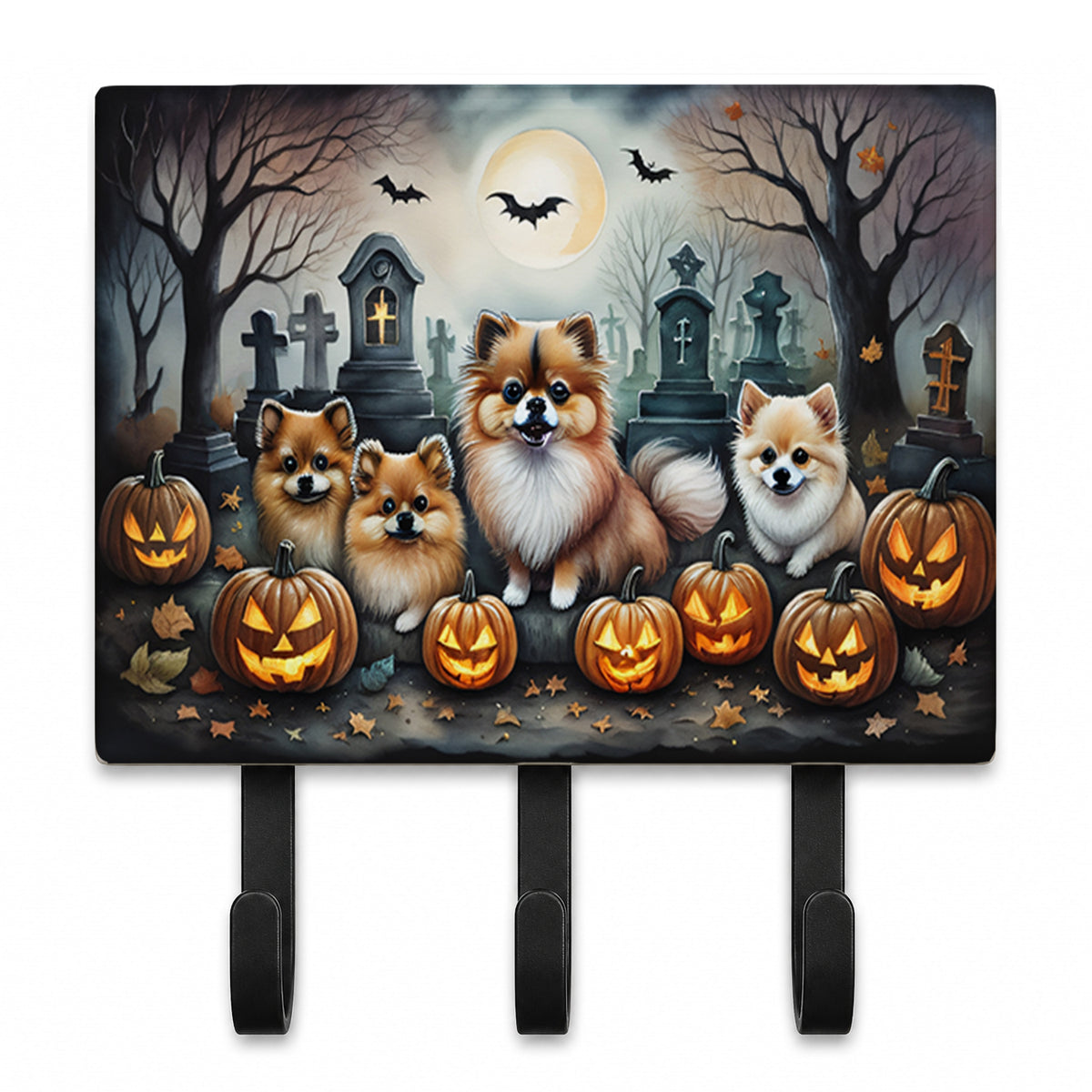 Caroline's Treasures Pomeranian Dogs Halloween Ceramic Triple Wall Hook