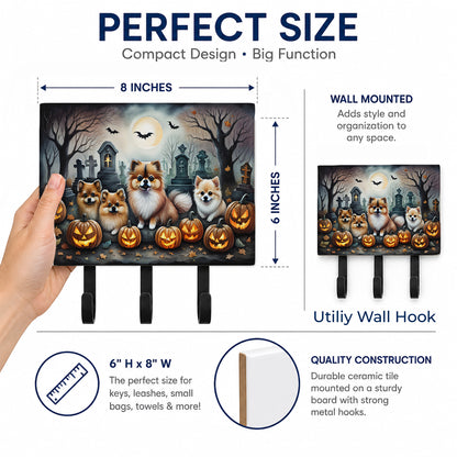 Caroline's Treasures Pomeranian Dogs Halloween Ceramic Triple Wall Hook