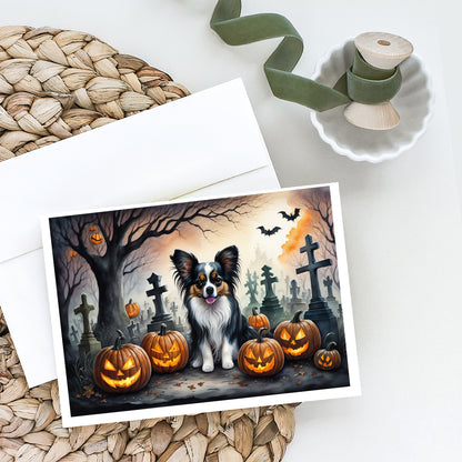 Caroline's Treasures DAC2069GCA7P Papillon Spooky Halloween Greeting Cards and Envelopes Pack of 8 Blank Cards with Envelopes Whimsical A7 Size 5x7 Blank Greeting Cards