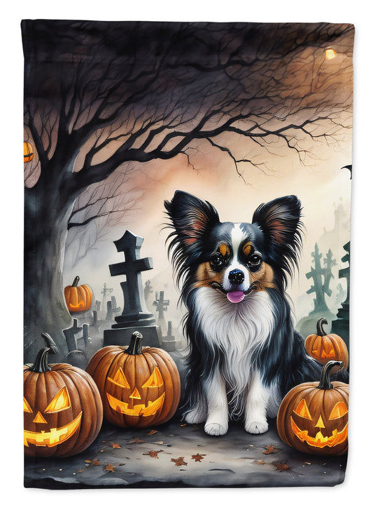 Caroline's Treasures DAC2069GF Papillon Spooky Halloween Garden Flag Mailbox Flag Decorative Yard Flag Banner Outside Patio Artwork Yard Flower Beds, Garden Size, Multicolor