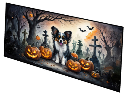 Caroline's Treasures Papillon Spooky Halloween Runner Mat 28x58 Front Door Mat Indoor Outdoor Rugs for Entryway Hallway Foyer Non Slip Washable Wide Doormat