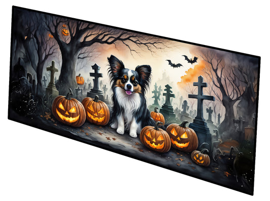 Caroline's Treasures Papillon Spooky Halloween Runner Mat 28x58 Front Door Mat Indoor Outdoor Rugs for Entryway Hallway Foyer Non Slip Washable Wide Doormat