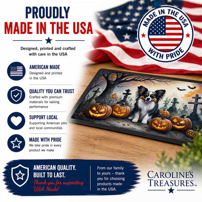 Caroline's Treasures DAC2069MAT Papillon Spooky Halloween Doormat 18x27 Front Door Mat Indoor Outdoor Rugs for Entryway, Non Slip Washable Low Pile, 18H X 27W