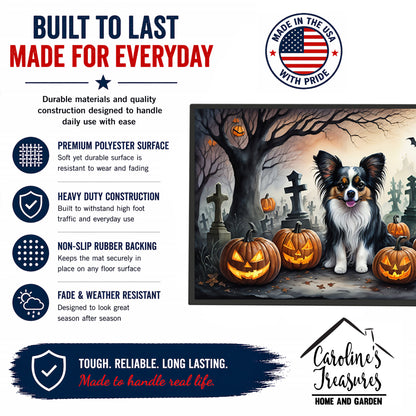 Caroline's Treasures DAC2069MAT Papillon Spooky Halloween Doormat 18x27 Front Door Mat Indoor Outdoor Rugs for Entryway, Non Slip Washable Low Pile, 18H X 27W