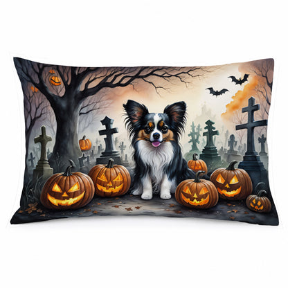 Caroline's Treasures DAC2069PILLOWCASE Papillon Spooky Halloween Fabric Standard Pillowcase Lightweight Super Soft Easy Care Decorative Artwork Pillowcase, Standard