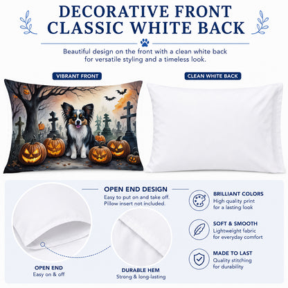 Caroline's Treasures DAC2069PILLOWCASE Papillon Spooky Halloween Fabric Standard Pillowcase Lightweight Super Soft Easy Care Decorative Artwork Pillowcase, Standard