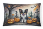 Caroline's Treasures DAC2069PW1216 Papillon Spooky Halloween Fabric Decorative Pillow Machine Washable, Indoor Outdoor Decorative Pillow for Couch, Bed or Patio, 12HX16W