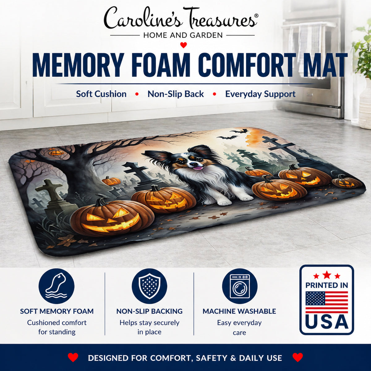 Caroline's Treasures Papillon Dogs Memory Foam Mat 19x27