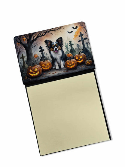 Caroline's Treasures Papillon Spooky Halloween Sticky Note Holder Refillable Dispenser Self-Sticky Note Pads, Memo Pads Blank Desk Accessories