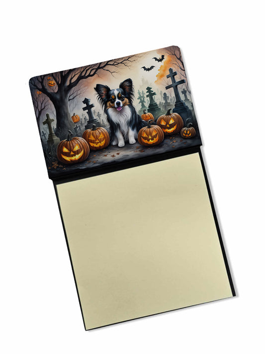 Caroline's Treasures Papillon Spooky Halloween Sticky Note Holder Refillable Dispenser Self-Sticky Note Pads, Memo Pads Blank Desk Accessories