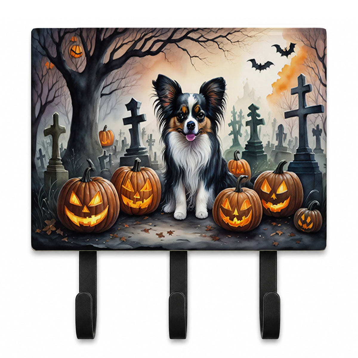 Caroline's Treasures Papillon Dogs Halloween Ceramic Triple Wall Hook