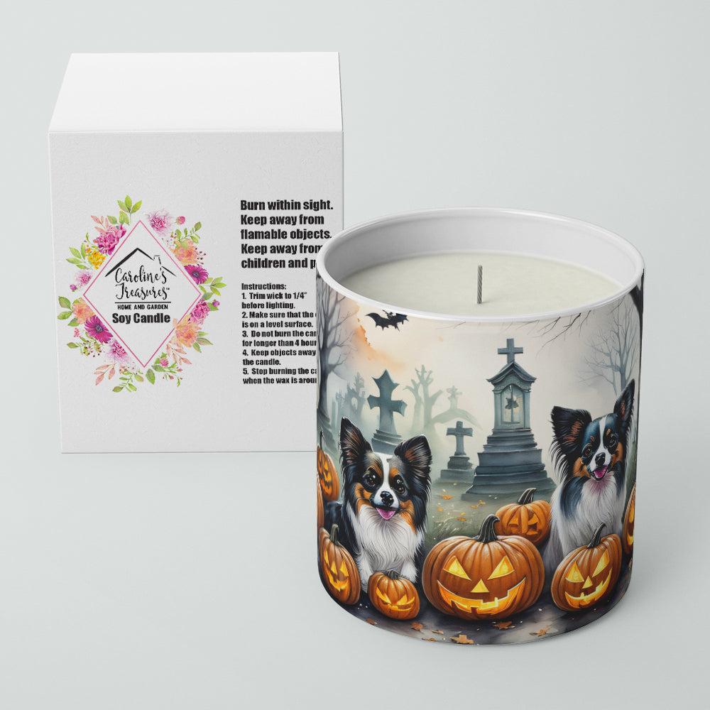 Caroline's Treasures DAC2070CDL Papillon Spooky Halloween Decorative Soy Candle Nature Soy Wax Essential Oil Home Decor Ideal for Bedroom Kitchen Bath Office Gift, 10 oz