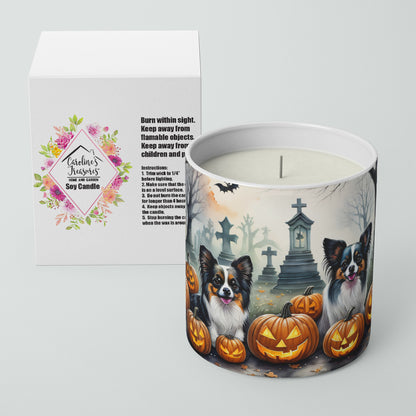 Caroline's Treasures DAC2070CDL Papillon Spooky Halloween Decorative Soy Candle Nature Soy Wax Essential Oil Home Decor Ideal for Bedroom Kitchen Bath Office Gift, 10 oz