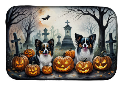 Caroline's Treasures DAC2070DDM Papillon Spooky Halloween Dish Drying Mat Absorbent Dish Drying Mat Pad for Kitchen Counter Dish Drainer Mat for Countertop, 14 x 21, Multicolor