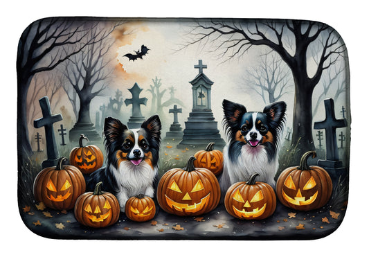 Caroline's Treasures DAC2070DDM Papillon Spooky Halloween Dish Drying Mat Absorbent Dish Drying Mat Pad for Kitchen Counter Dish Drainer Mat for Countertop, 14 x 21, Multicolor