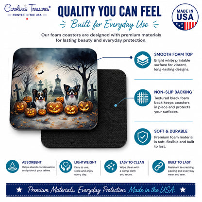 Caroline's Treasures Papillon Dogs Foam Drink Coasters Set of 4 Absorbent