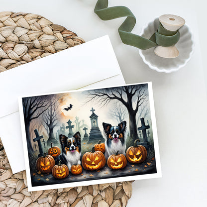 Caroline's Treasures DAC2070GCA7P Papillon Spooky Halloween Greeting Cards and Envelopes Pack of 8 Blank Cards with Envelopes Whimsical A7 Size 5x7 Blank Greeting Cards