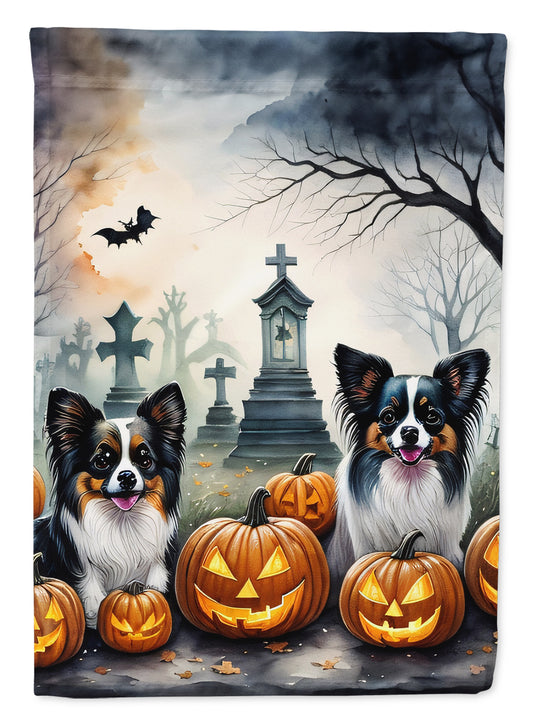 Caroline's Treasures DAC2070GF Papillon Spooky Halloween Garden Flag Mailbox Flag Decorative Yard Flag Banner Outside Patio Artwork Yard Flower Beds, Garden Size, Multicolor