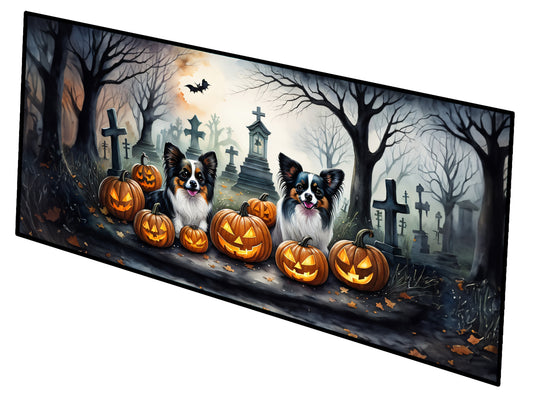 Caroline's Treasures Papillon Spooky Halloween Runner Mat 28x58 Front Door Mat Indoor Outdoor Rugs for Entryway Hallway Foyer Non Slip Washable Wide Doormat