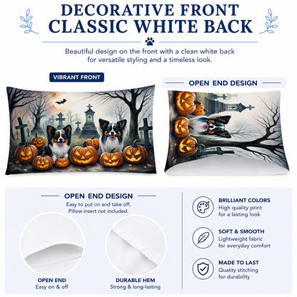 Caroline's Treasures DAC2070PILLOWCASE Papillon Spooky Halloween Fabric Standard Pillowcase Lightweight Super Soft Easy Care Decorative Artwork Pillowcase, Standard