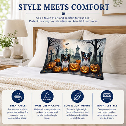 Caroline's Treasures DAC2070PILLOWCASE Papillon Spooky Halloween Fabric Standard Pillowcase Lightweight Super Soft Easy Care Decorative Artwork Pillowcase, Standard