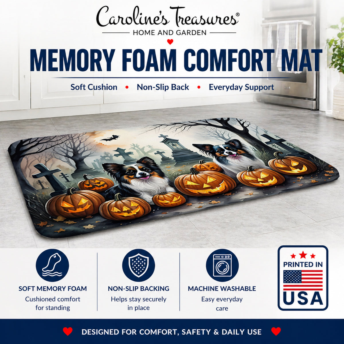 Caroline's Treasures Papillon Dogs Memory Foam Mat 19x27
