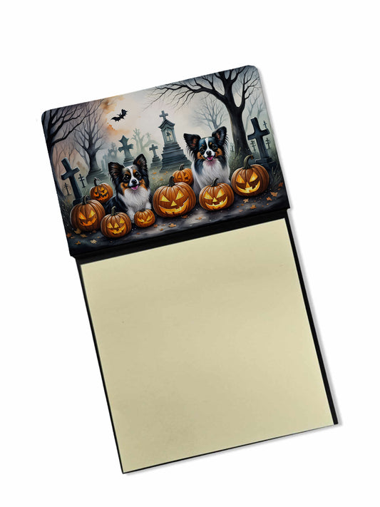 Caroline's Treasures Papillon Spooky Halloween Sticky Note Holder Refillable Dispenser Self-Sticky Note Pads, Memo Pads Blank Desk Accessories
