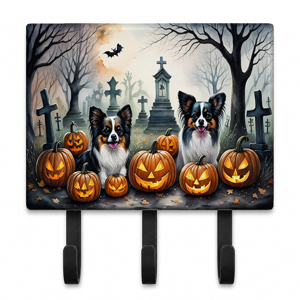 Caroline's Treasures Papillon Dogs Halloween Ceramic Triple Wall Hook