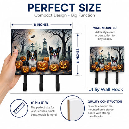 Caroline's Treasures Papillon Dogs Halloween Ceramic Triple Wall Hook