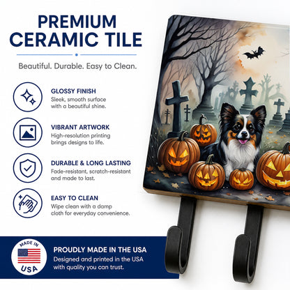 Caroline's Treasures Papillon Dogs Halloween Ceramic Triple Wall Hook