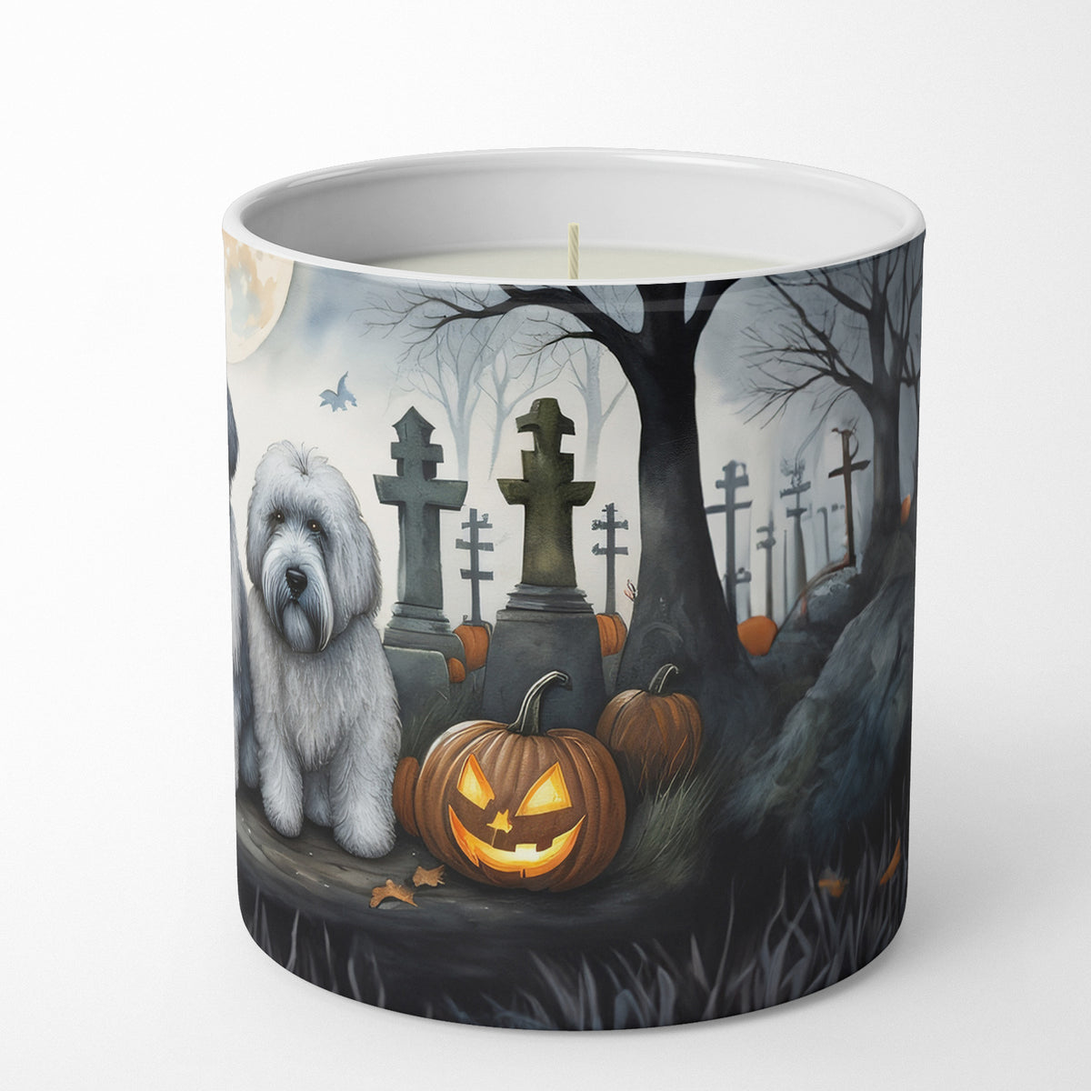 Caroline's Treasures DAC2071CDL Old English Sheepdog Spooky Halloween Decorative Soy Candle Nature Soy Wax Essential Oil Home Decor Ideal for Bedroom Kitchen Bath Office Gift, 10 oz