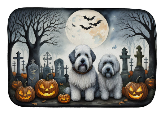 Caroline's Treasures DAC2071DDM Old English Sheepdog Spooky Halloween Dish Drying Mat Absorbent Dish Drying Mat Pad for Kitchen Counter Dish Drainer Mat for Countertop, 14 x 21, Multicolor