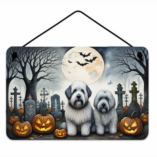 Caroline's Treasures DAC2071DS812 Old English Sheepdog Spooky Halloween Wall or Door Hanging Prints Aluminum Metal Sign Kitchen Wall Bar Bathroom Plaque Home Decor, 8x12, Multicolor