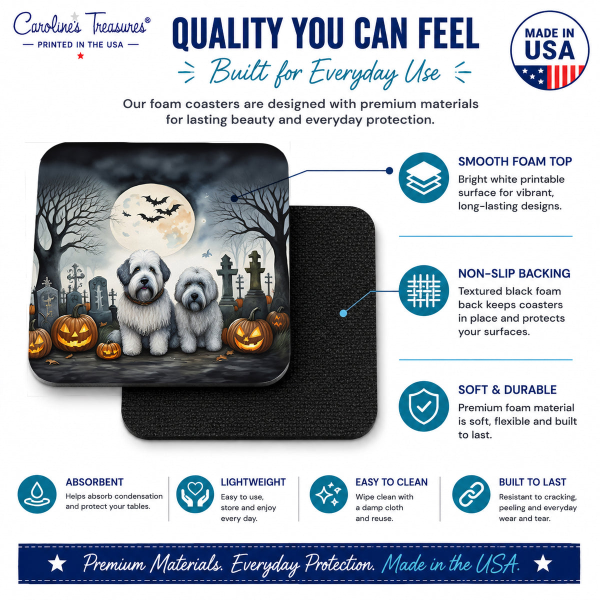Caroline's Treasures Old English Sheepdog Dogs Drink Coasters Set of 4