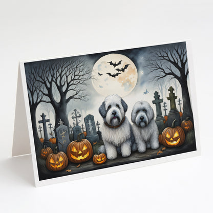 Caroline's Treasures DAC2071GCA7P Old English Sheepdog Spooky Halloween Greeting Cards and Envelopes Pack of 8 Blank Cards with Envelopes Whimsical A7 Size 5x7 Blank Greeting Cards