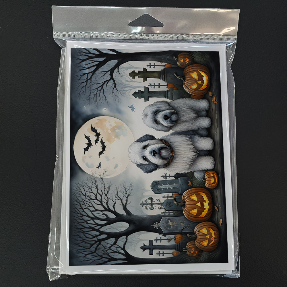 Caroline's Treasures DAC2071GCA7P Old English Sheepdog Spooky Halloween Greeting Cards and Envelopes Pack of 8 Blank Cards with Envelopes Whimsical A7 Size 5x7 Blank Greeting Cards