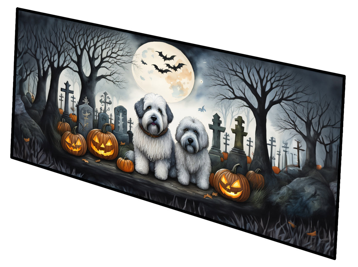 Caroline's Treasures Old English Sheepdog Spooky Halloween Runner Mat 28x58 Front Door Mat Indoor Outdoor Rugs for Entryway Hallway Foyer Non Slip Washable Wide Doormat