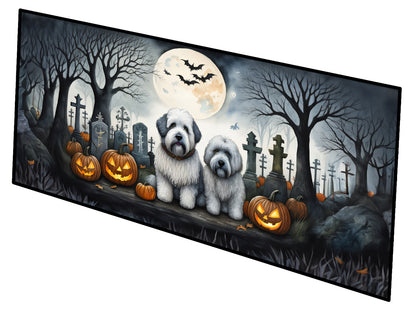 Caroline's Treasures Old English Sheepdog Spooky Halloween Runner Mat 28x58 Front Door Mat Indoor Outdoor Rugs for Entryway Hallway Foyer Non Slip Washable Wide Doormat
